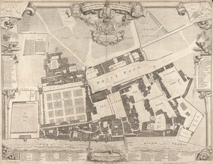 En undersøgelse og grundplot af det kongelige palads i Whitehall af George Vertue