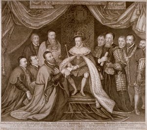 Edward VI underskriver et charter, der giver Bridewell til City of London for et arbejdshus, 1552 1750 af George Vertue