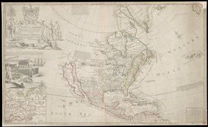 Kort over Nordamerika, ca. 1720 (kobberstik) af George Vertue