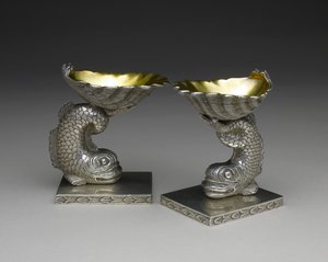 Et par saltskåle, ca. 1843-1850 (sølv og sølv forgyldning) af George W. Stewart