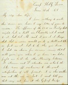 Brev fra George Wyckoff, Camp Holly, Tennessee, til Josephine, 11. juni 1863 af George W. Wyckoff