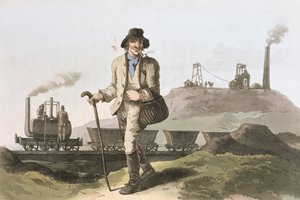 Blenkinsop lokomotiv på Middleton colliery nær Leeds, fra `Costume of Yorkshire