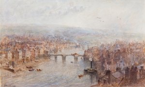 Whitby og floden Esk, på en grå dag