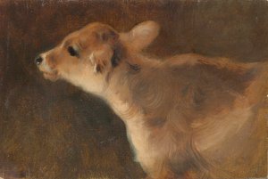 En kalv, 1879 (olie på lærred lagt om bord)
