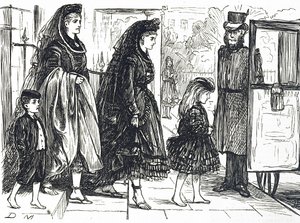 Tegneserie, der skildrer mennesker, der bruger naturligt fodtøj for at undgå deforme fødder af George du Maurier