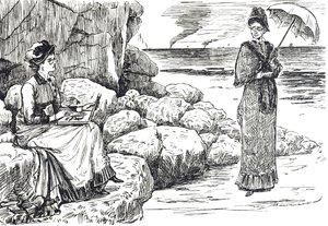 Tegneserie, der forestiller kvinder, der bærer pince-nez-briller af George du Maurier