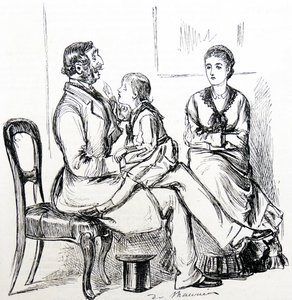 Barn fascineret af gummi, der bruges til at reparere falske tænder af George du Maurier