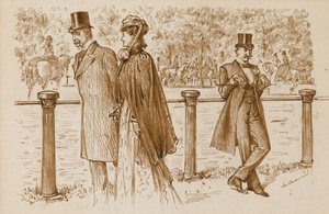 En Passant: Det er Bounderson, ikke? Han skulle være blevet druknet som en hvalp!, Punch Magazine, 23. juli 23, 1892 (pen & sepia blæk på papir) af George du Maurier