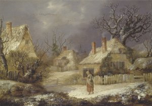 Et vinterlandskab (olie på lærred) af George of Chichester Smith