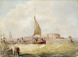 The Old Harbour, Hull (pen, blyant, sepia og akvarel på papir) af George the Elder Chambers