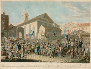 Repræsentation af valget af medlemmer af parlamentet for Westminster, 1818 af George the Elder Scharf