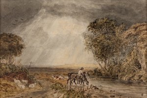 Landskab [Hjemkomsten], dato ukendt (akvarel på papir)