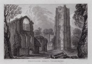Fountains Abbey, Yorkshire (gravering) af George the Younger Cuitt
