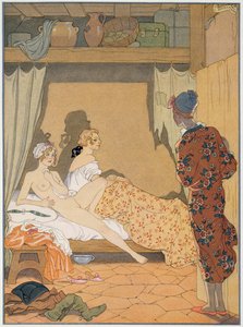 Soveværelsesscene, illustration fra 