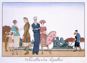 De allierede i Versailles, graveret af Henri Reidel af Georges (after) Barbier