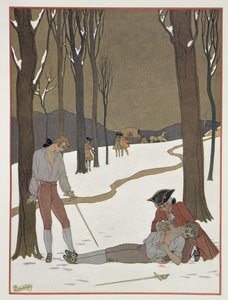 Duellen mellem Valmont og Danceny, illustration fra 