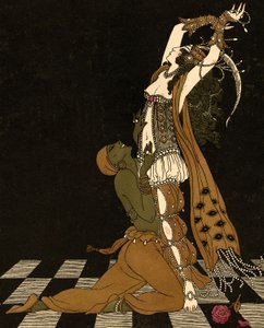 Vaslav Nijinsky og Ida Rubinstein i Schéhérazade af Georges (after) Barbier