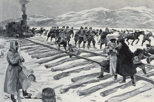 RUSLAND. Krydsningen af Bajkalsøen (gravering) af Georges (after) Conrad