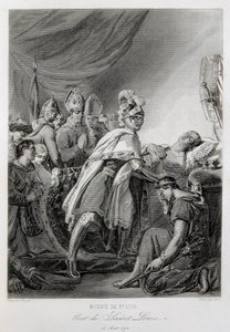 LOUIS IX, Sankt Louis af Frankrig (kobberstik) af Georges (after) Rouget