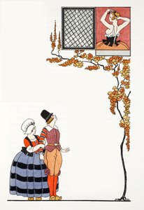 Beundring fra det fjerne (pochoir print) af Georges Barbier