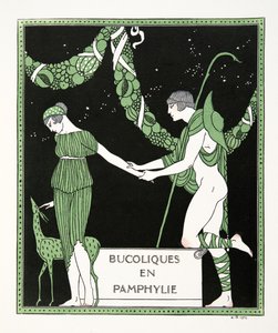Bucoloques en Pamphylie, illustration fra Les Chansons de Bilitis, af Pierre Louys, pub. 1922 (stenciltryk) af Georges Barbier