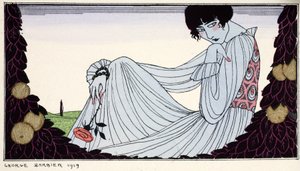 Kontemplation 1919 (stenciltryk) af Georges Barbier