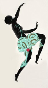 Dansende pige (pochoir print) af Georges Barbier