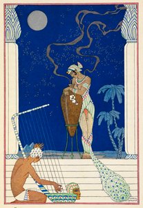 Egypten. En egyptisk person og musiker. af Georges Barbier