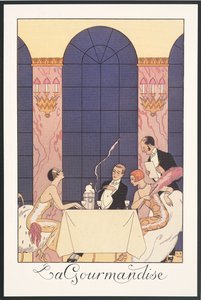 Falbalas and Fanfreluches, Almanak for 1925: "La gourmandise", af George Barbier, tryk af Georges Barbier