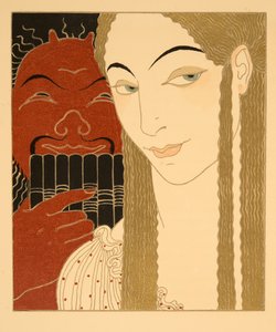 The Letter, illustration fra Les Chansons de Bilitis, af Pierre Louys, pub. 1922 (stenciltryk) af Georges Barbier