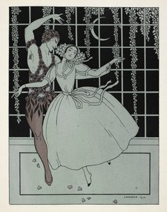"Le Spectre de la Rose". Billedet har sit navn fra balletten af Ballets Russes baseret på et digt af Théophile Gautier. Danserne ved den originale forestilling var Vaslav Nijinsky som rosen og Tamara Karsavina som pigen, og kan ses danse af Georges Barbier