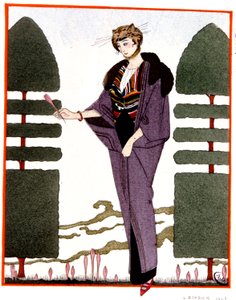 Mme Paquins rejsefrakke, gravering 1914 af Georges Barbier