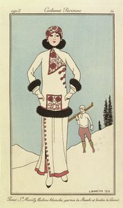 St. Moritzille, lautanen "Costumes Parisiensista" af Georges Barbier