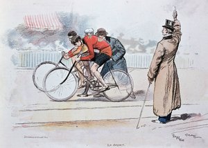 Cykelløb: starten - tegning af G. Scott
