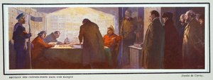 Inde i en bankboks under revolutionen, fra Histoire des Soviets, pub. 1922 (farvelitografi) af Georges Carrey