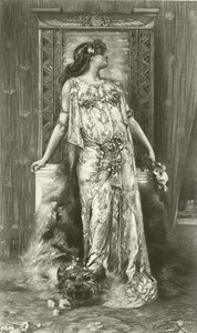 Sarah Bernhardt som Cleopatra (gravure) af Georges Clairin