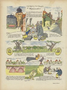 Indtryk af en turist i Normandiet. Illustration til Le Rire af Georges Delaw