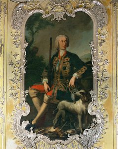 Portræt af kurfyrst Carl Albrecht i det gule soveværelse på Amalienburg Slot i Nymphenburg...