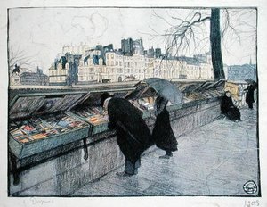 Bouquinistes langs den venstre bred af Seinen nær Pont-Neuf, Paris