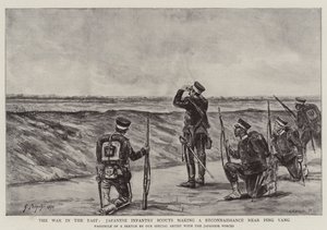 Krigen i øst, japanske infanterispejdere, der laver en rekognoscering nær Ping Yang af Georges Ferdinand Bigot