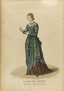Laure de Sade - Laura de Noves (1310-1348) - Gatine, Georges Jacques (1773-1831) - Sent i det 18. århundrede. - Radering, akvarel - Privat samling af Georges Jacques Gatine