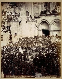 Ceremoni for fødderne, Den Hellige Gravs Kirke, Jerusalem af Georges Jeannin