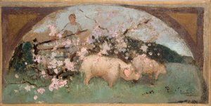 Skitse til spisesalen på Hôtel de Ville i Paris: La viande de porc af Georges Jules Bertrand
