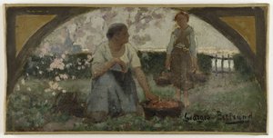 Skitse til spisesalen på Hôtel de Ville de Paris: Les fraises, ca. 1893 (olie på lærred) af Georges Jules Bertrand