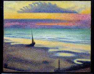 Strand i Heist (Knokke-Heist eller Knokke-Heist, Belgien). Maleri Georges Lemmen (1865-1916) Ec. Bel.