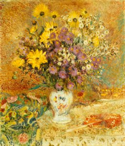 Vase med blomster. Maleri af Georges Lemmen (1865-1916). Olie på lærred. Privat samling.