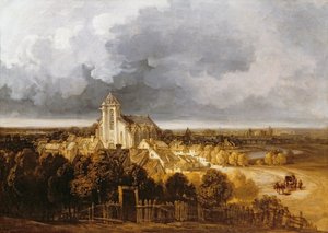 Udsigt over Meaux (olie på lærred) af Georges Michel