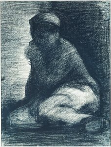 En ung mand, der sidder på huk, ca. 1882 af Georges Pierre Seurat