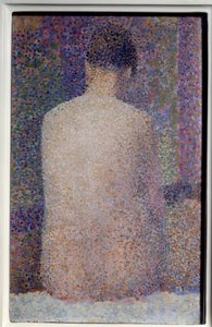 Bagpåliggende maleri af Georges Seurat (1859-1891) 1887 søn. 0,24x1,55 m Paris, musee d