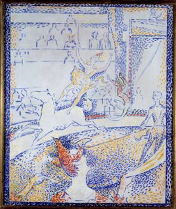 Cirkus En danser, der laver et kunstflyvningsnummer på hesteryg og en klovn. Skitse af Georges Seurat (1859-1891) 1891 søn. 0,55x0,46 m Paris, musee d